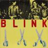 Plakat mit drei Scheren, dem Schriftzug "Blink" und drei Menschen. Diese sind mit Mustern bemalt.