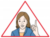 Illustration einer Person in einem Dreieck, die warnend den Finger hebt.