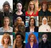 Collage aus 12 Porträtfotos. Zu sehen ist immer die gleiche Frau, die sich als verschiedene Personen verkleidet. 